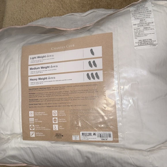 NIP Charter Club - White Down Lightweight Comforter, King - Picture 9 of 11